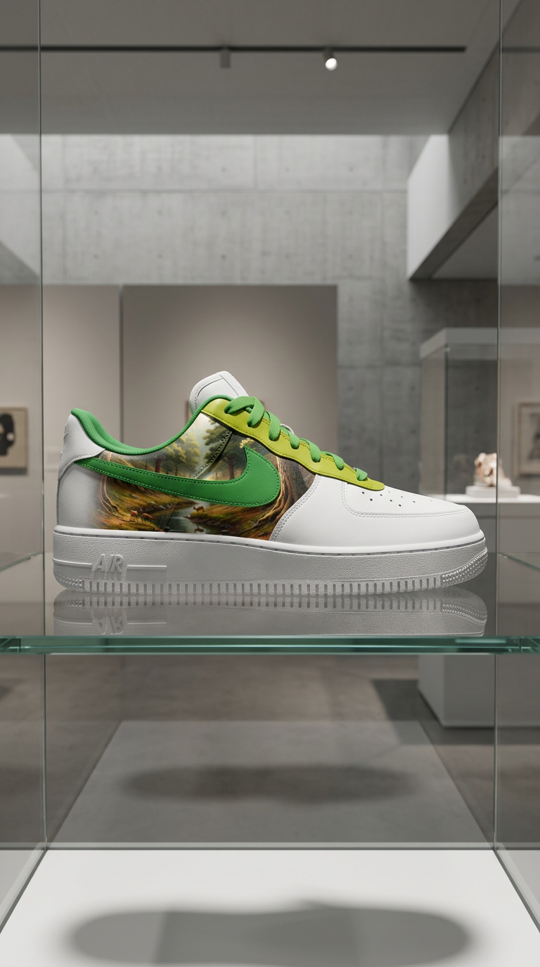 The JB Air Force 1 displayed inside a glass museum vitrine
